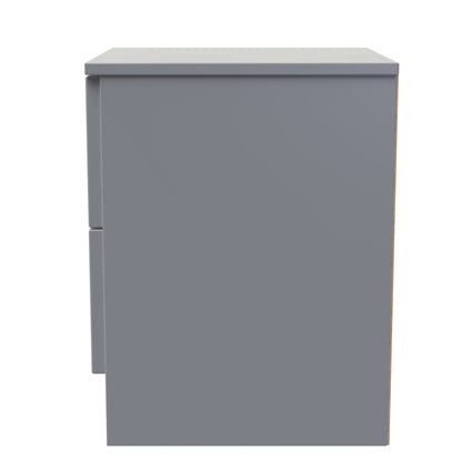 Milan Bedside Table Grey 2 Drawers 51cm