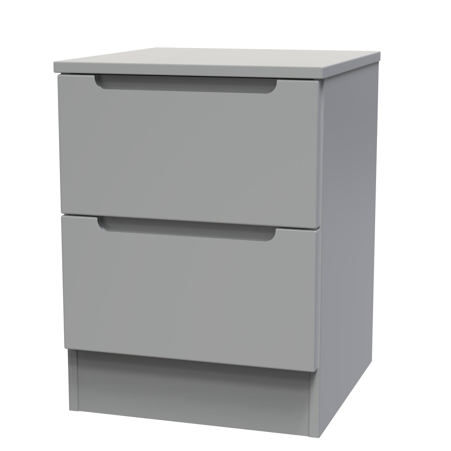Milan Bedside Table Grey 2 Drawers 51cm