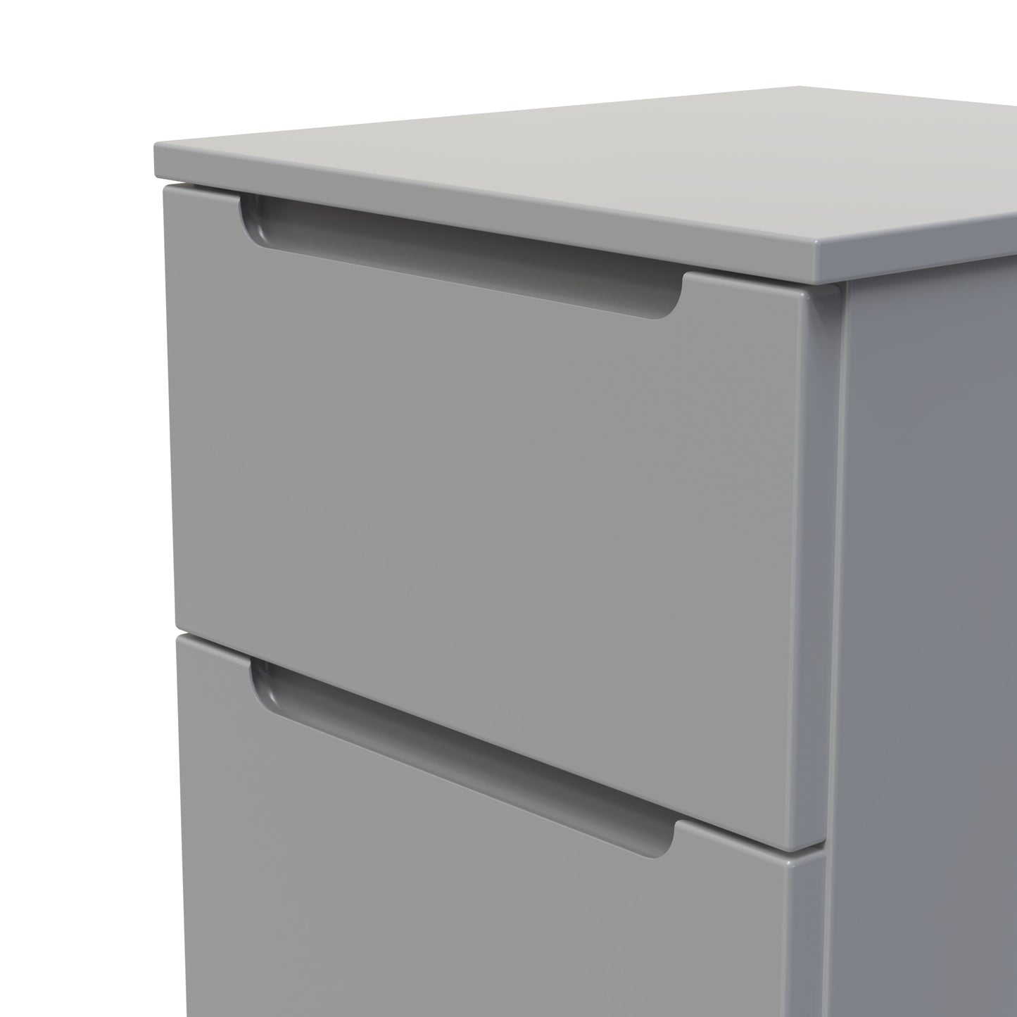 Milan Bedside Table Grey 2 Drawers 51cm