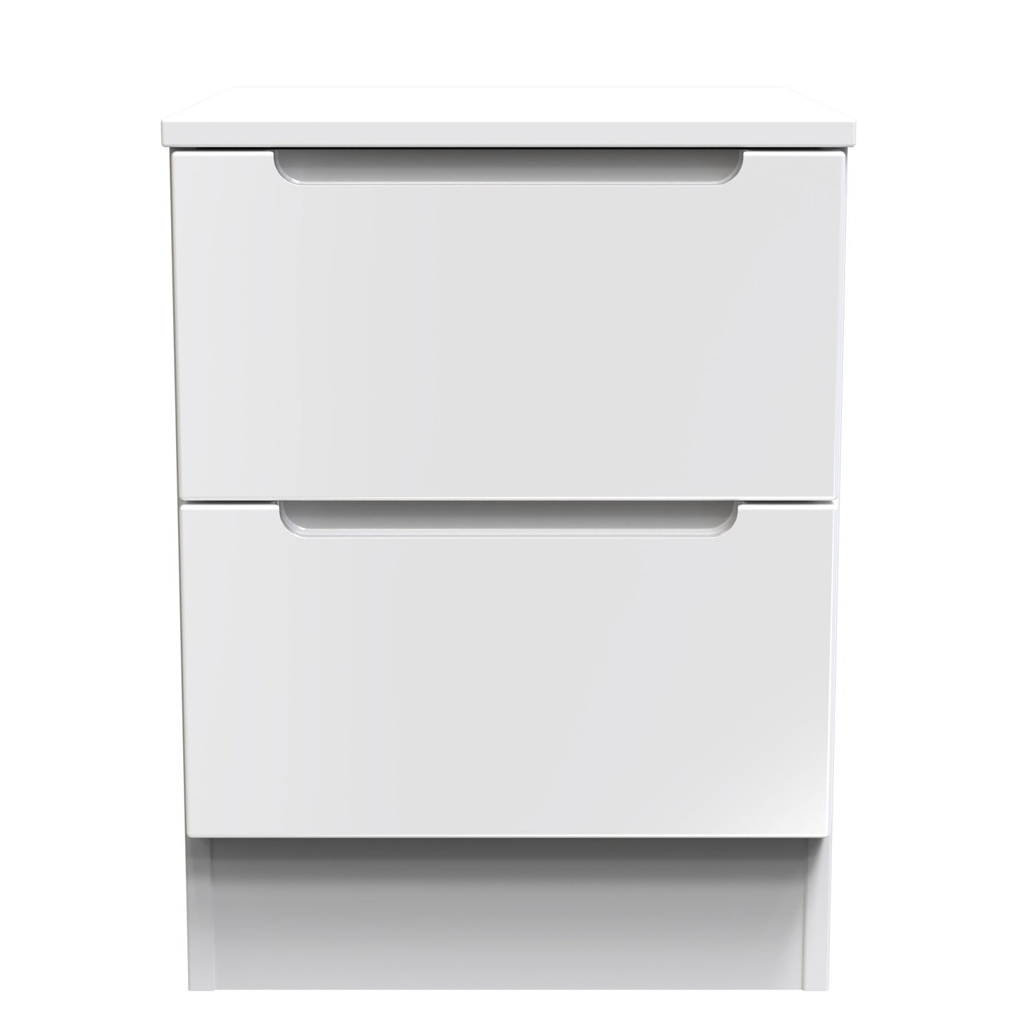 Milan Bedside Table White 2 Drawers 51cm
