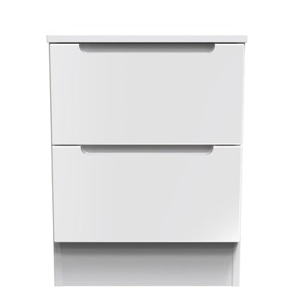 Milan Bedside Table White 2 Drawers 51cm