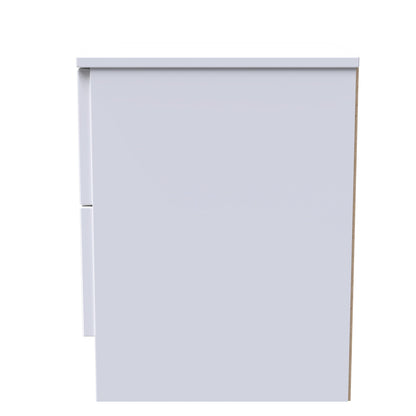 Milan Bedside Table White 2 Drawers 51cm