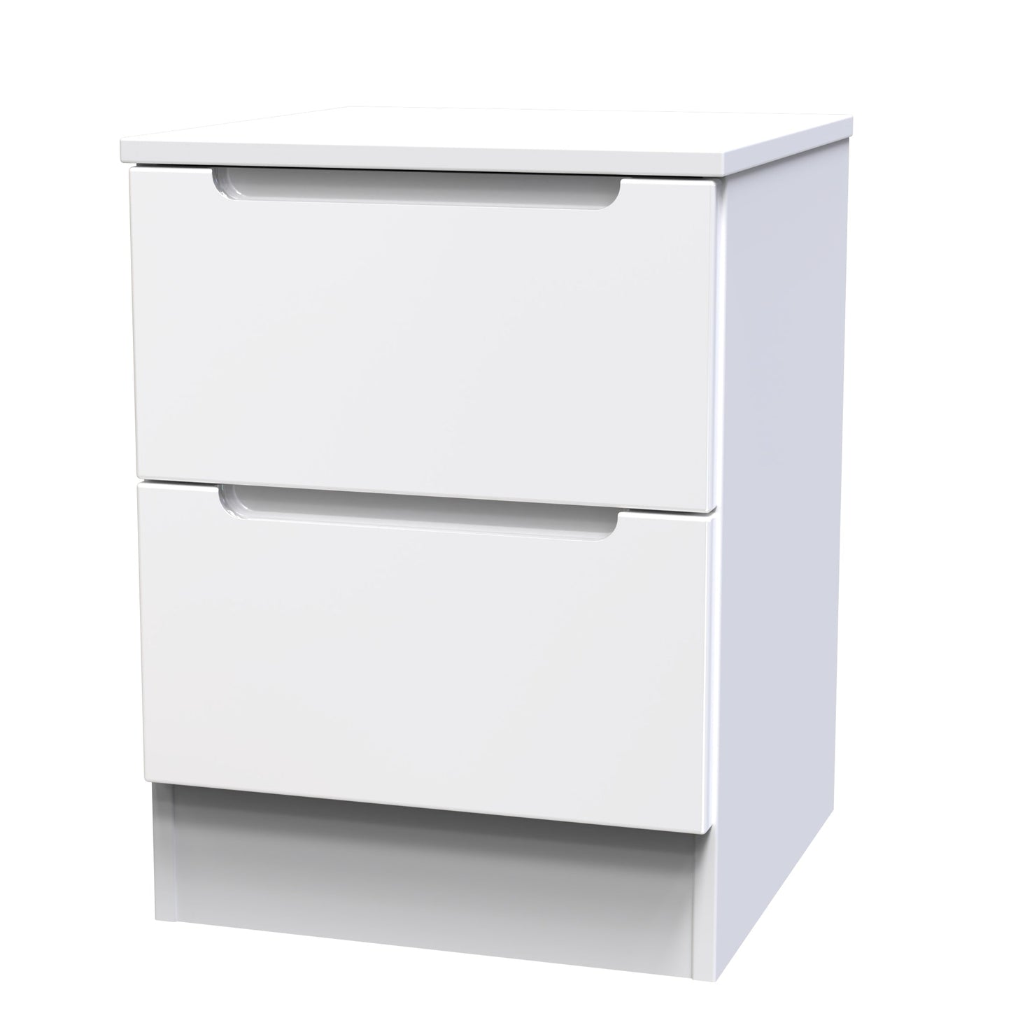 Milan Bedside Table White 2 Drawers 51cm
