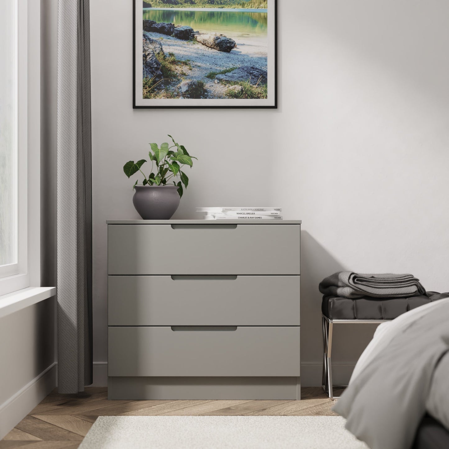 Milan Chest of Drawers Grey 3 Drawers 74cm