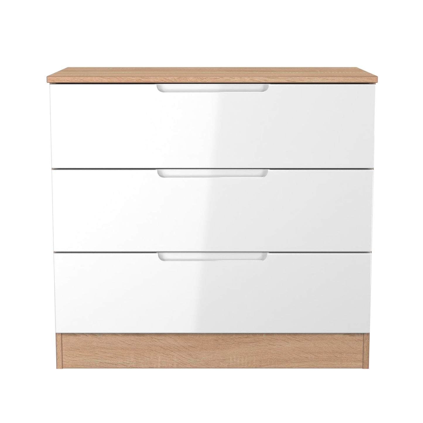Milan Chest of Drawers White & Oak 3 Drawers 74cm