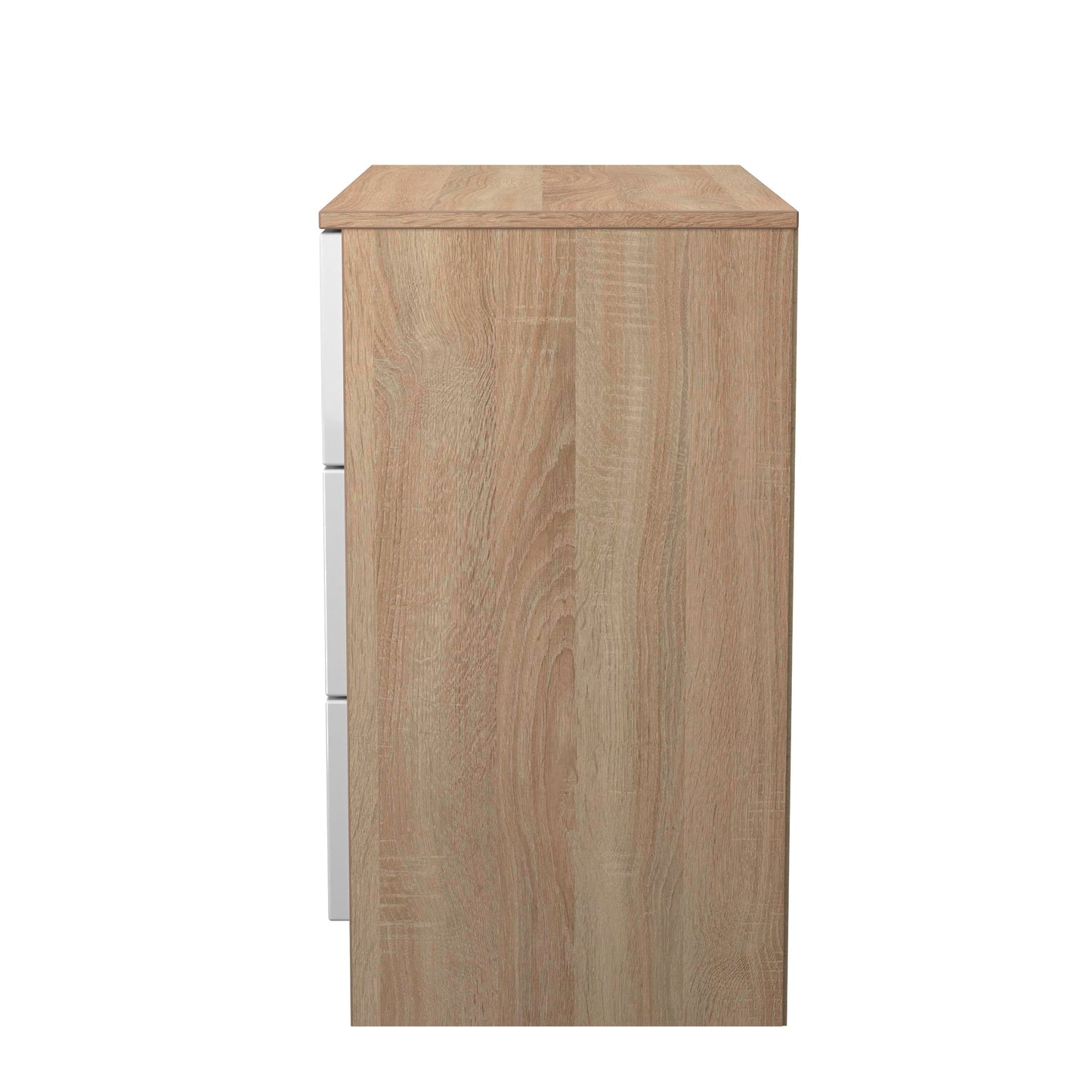 Milan Chest of Drawers White & Oak 3 Drawers 74cm