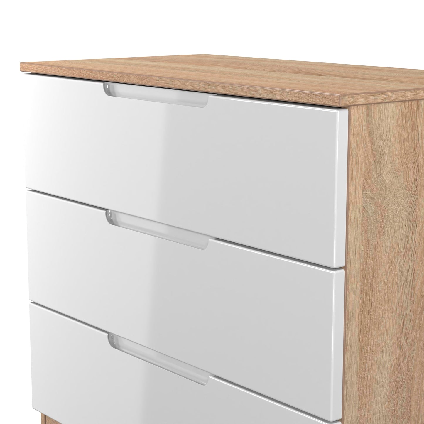 Milan Chest of Drawers White & Oak 3 Drawers 74cm