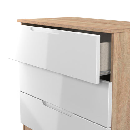 Milan Chest of Drawers White & Oak 3 Drawers 74cm