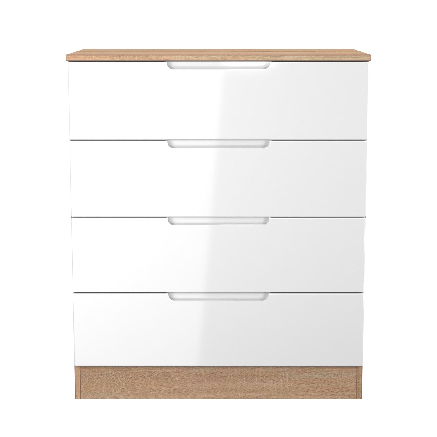 Milan Chest of Drawers White & Oak 4 Drawers 89cm