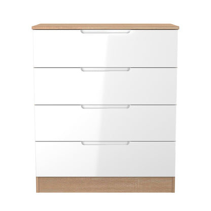 Milan Chest of Drawers White & Oak 4 Drawers 89cm