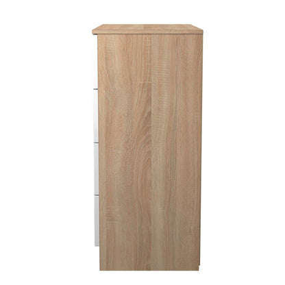 Milan Chest of Drawers White & Oak 4 Drawers 89cm
