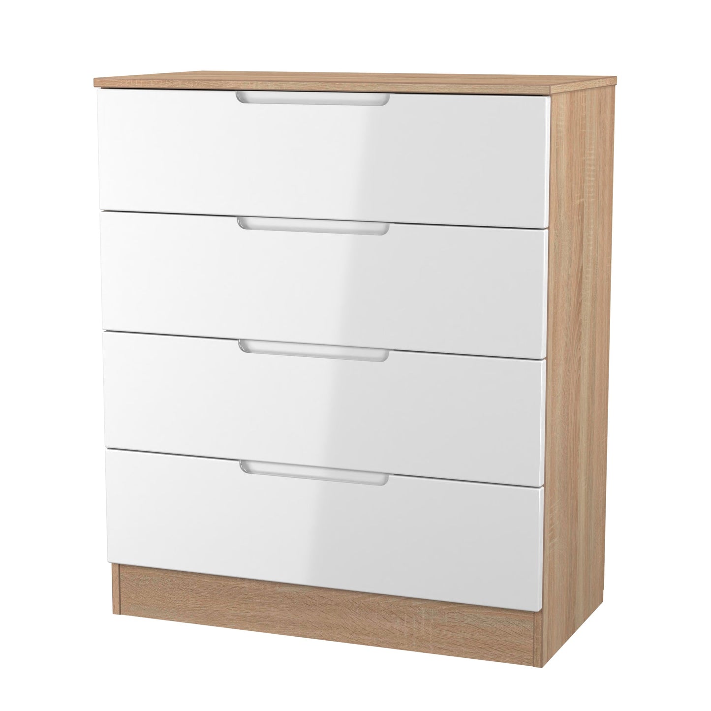 Milan Chest of Drawers White & Oak 4 Drawers 89cm