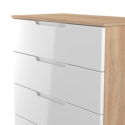 Milan Chest of Drawers White & Oak 4 Drawers 89cm