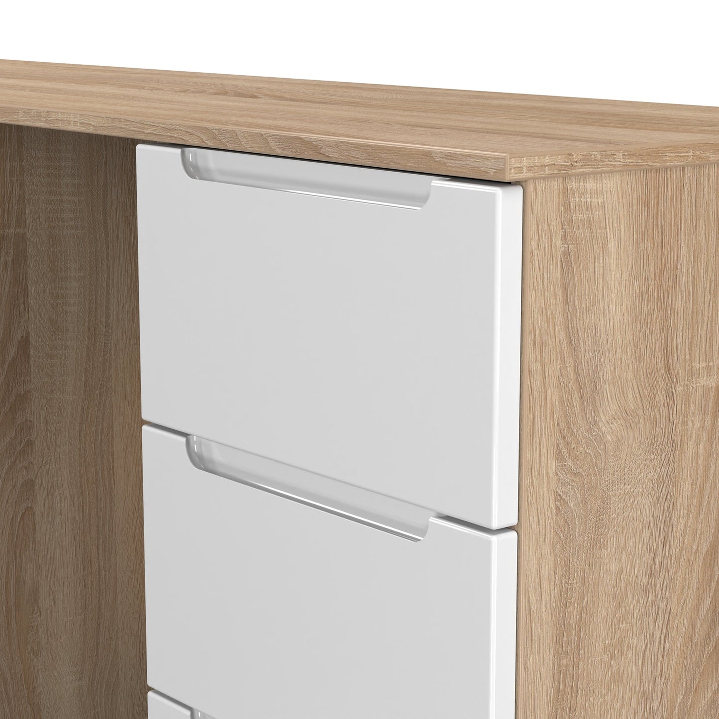 Milan Desk White & Oak 6 Drawers 125cm