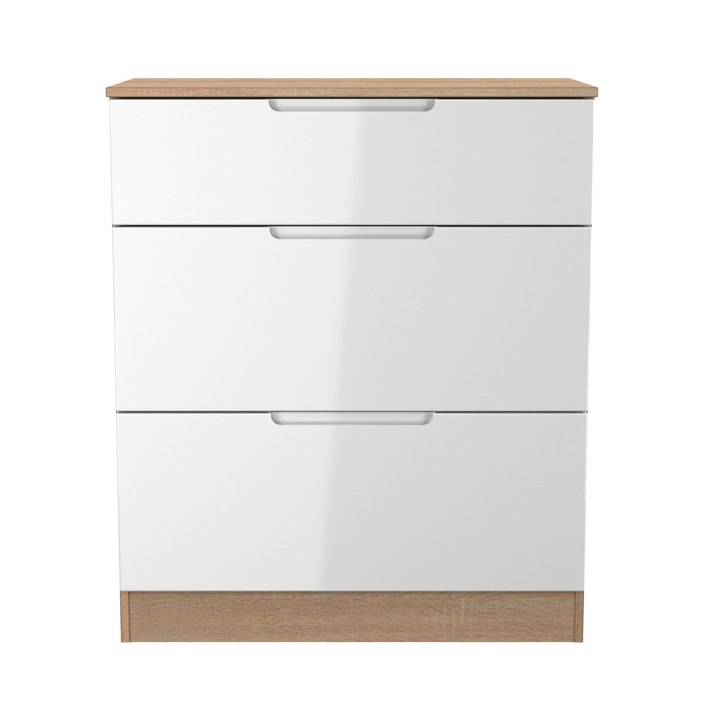 Milan Chest of Drawers White & Oak 3 Drawers 39cm