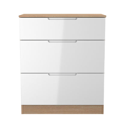 Milan Chest of Drawers White & Oak 3 Drawers 39cm