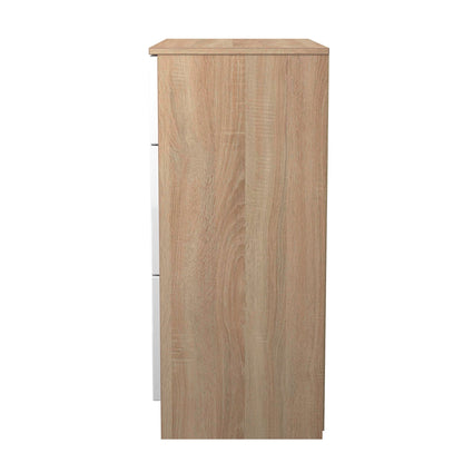 Milan Chest of Drawers White & Oak 3 Drawers 39cm