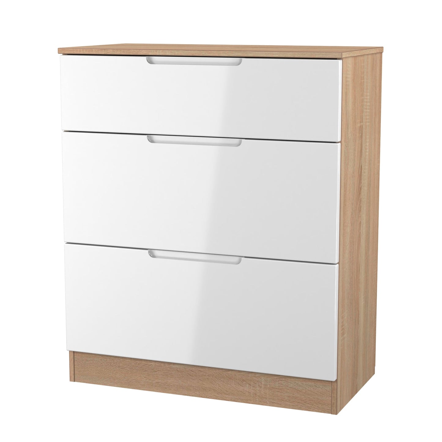 Milan Chest of Drawers White & Oak 3 Drawers 39cm