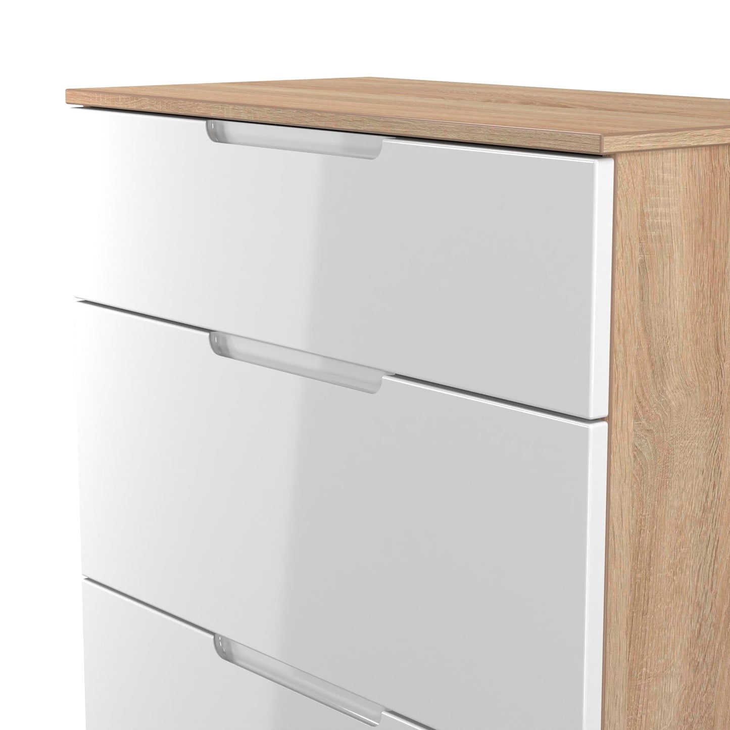 Milan Chest of Drawers White & Oak 3 Drawers 39cm
