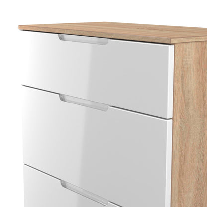 Milan Chest of Drawers White & Oak 3 Drawers 39cm