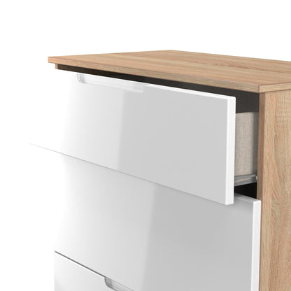 Milan Chest of Drawers White & Oak 3 Drawers 39cm