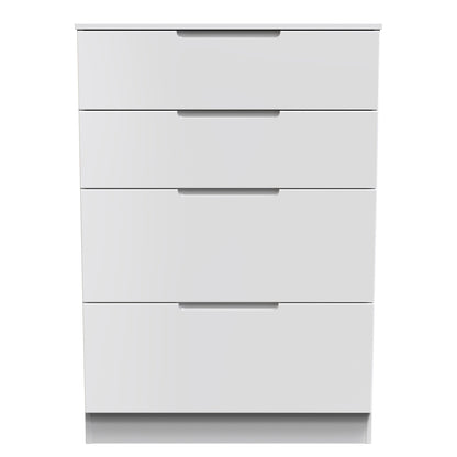 Milan Tall Chest of Drawers White 4 Drawers 108cm
