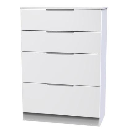 Milan Tall Chest of Drawers White 4 Drawers 108cm