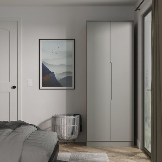 Milan Tall Wardrobe Grey 1 Shelf 196cm