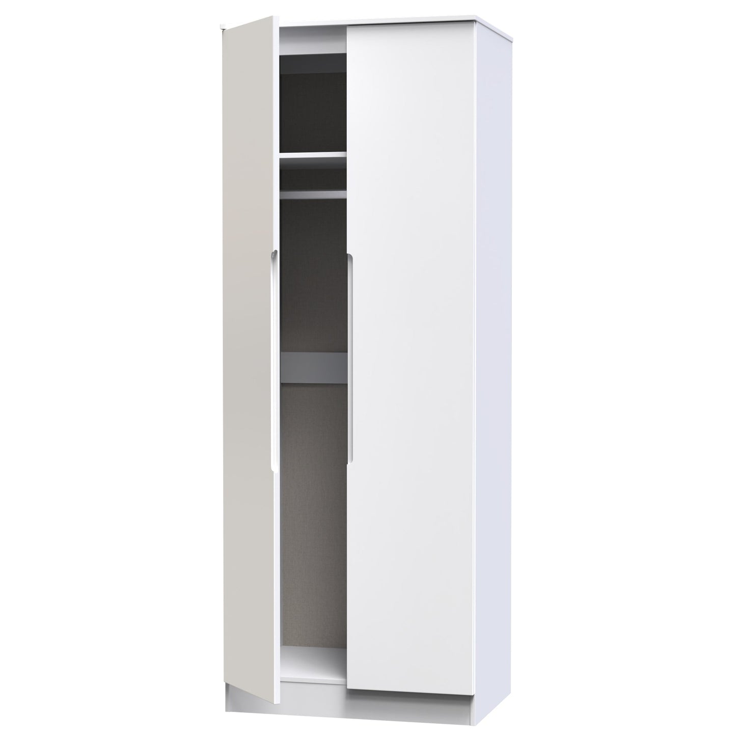 Milan Tall Wardrobe White 1 Shelf 196cm