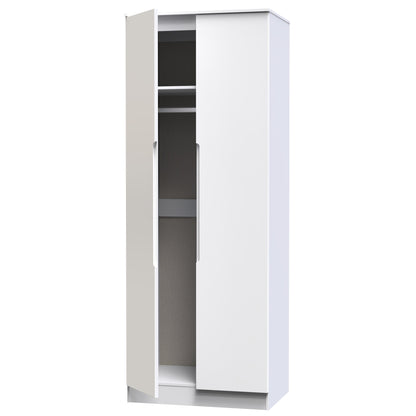 Milan Tall Wardrobe White 1 Shelf 196cm