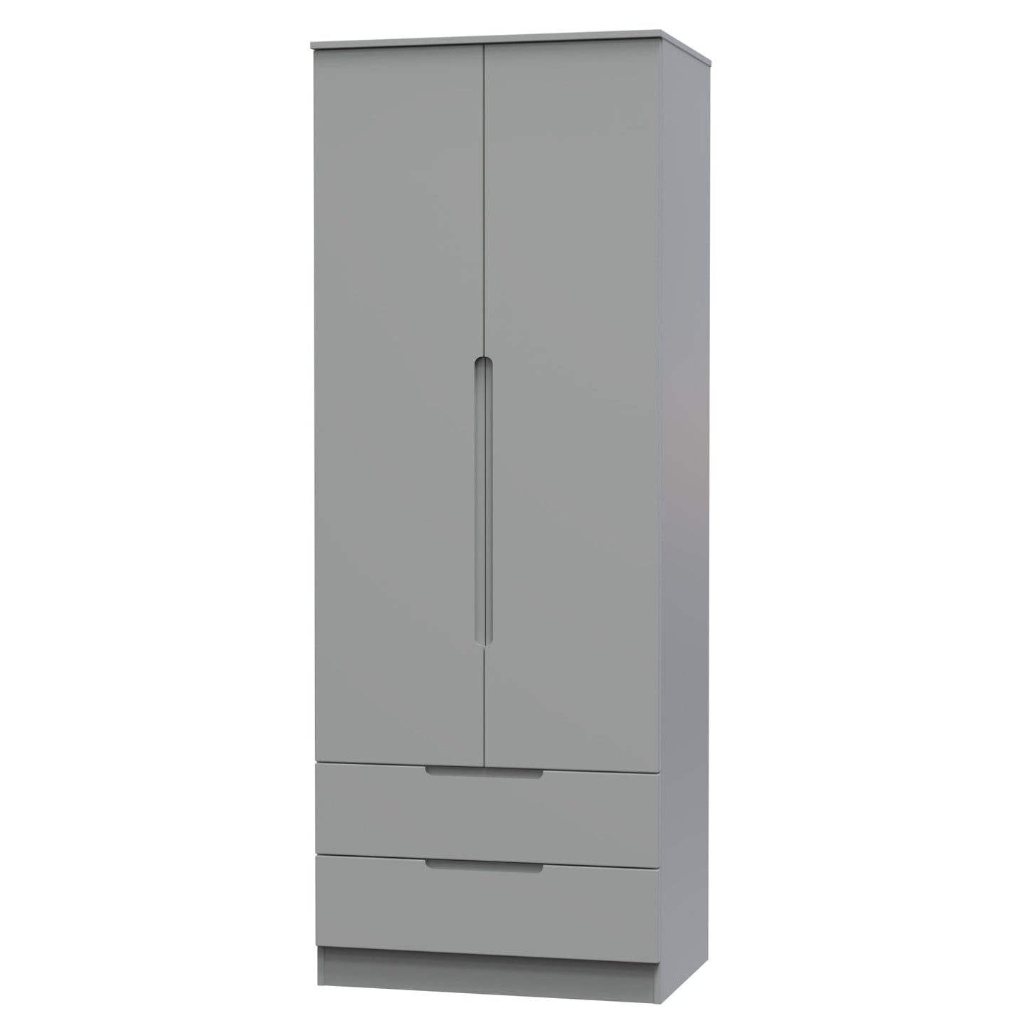 Milan Tall Wardrobe Grey 2 Drawers 196cm