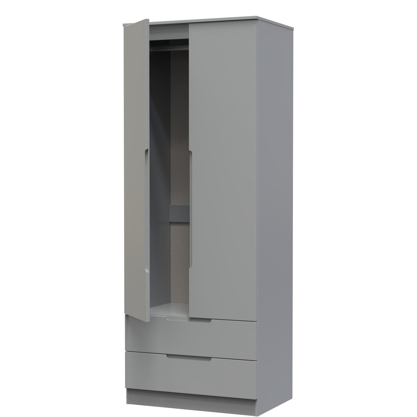 Milan Tall Wardrobe Grey 2 Drawers 196cm