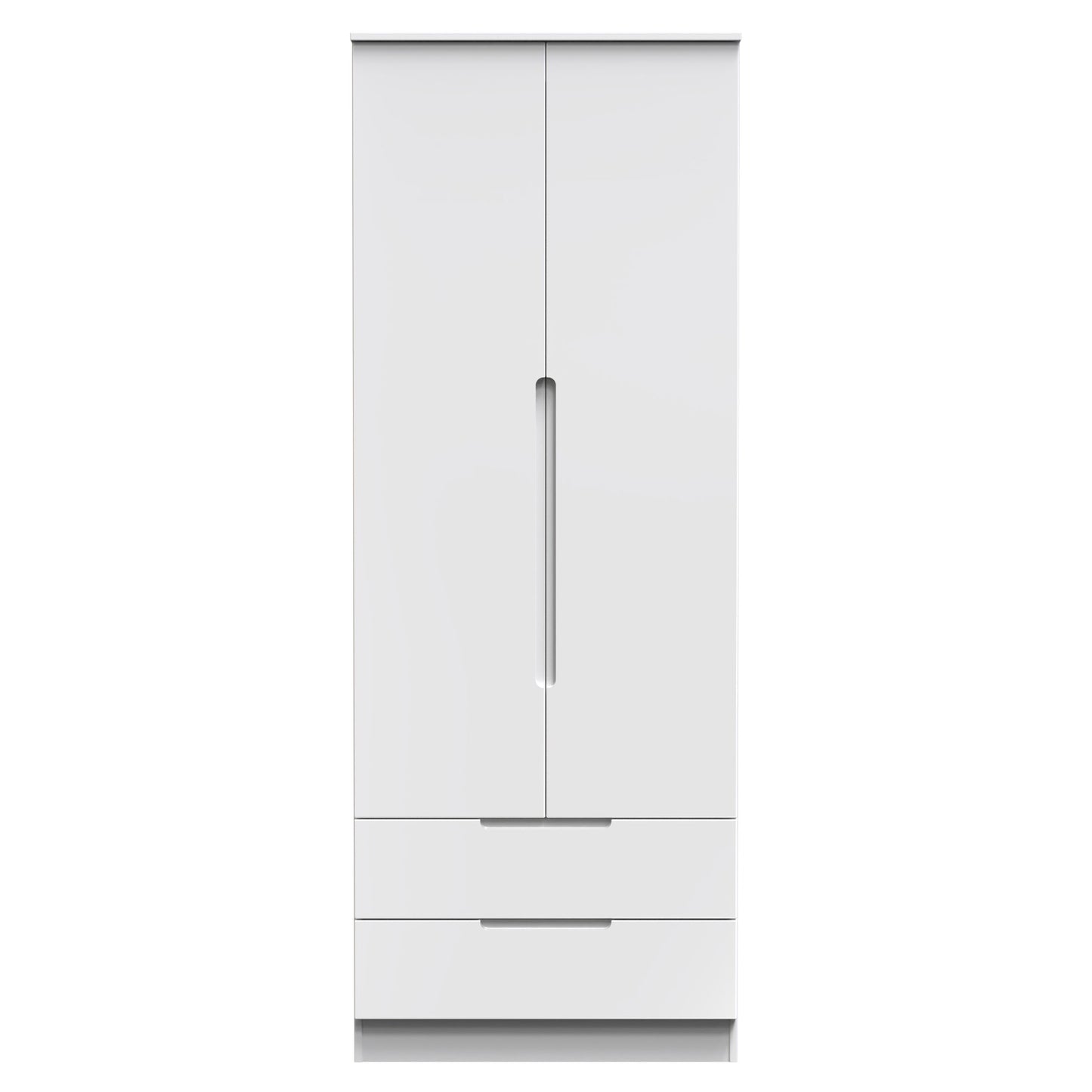 Milan Tall Wardrobe White 2 Drawers 196cm