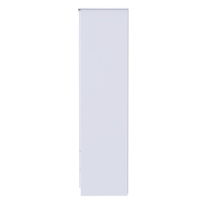 Milan Tall Wardrobe White 2 Drawers 196cm