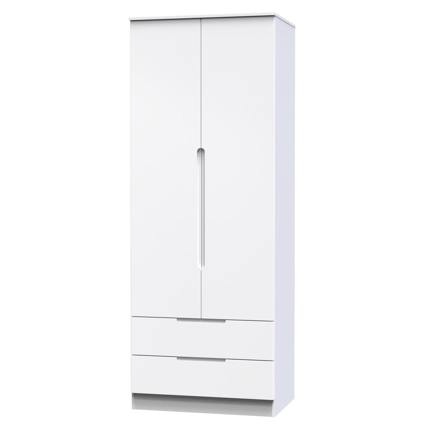 Milan Tall Wardrobe White 2 Drawers 196cm