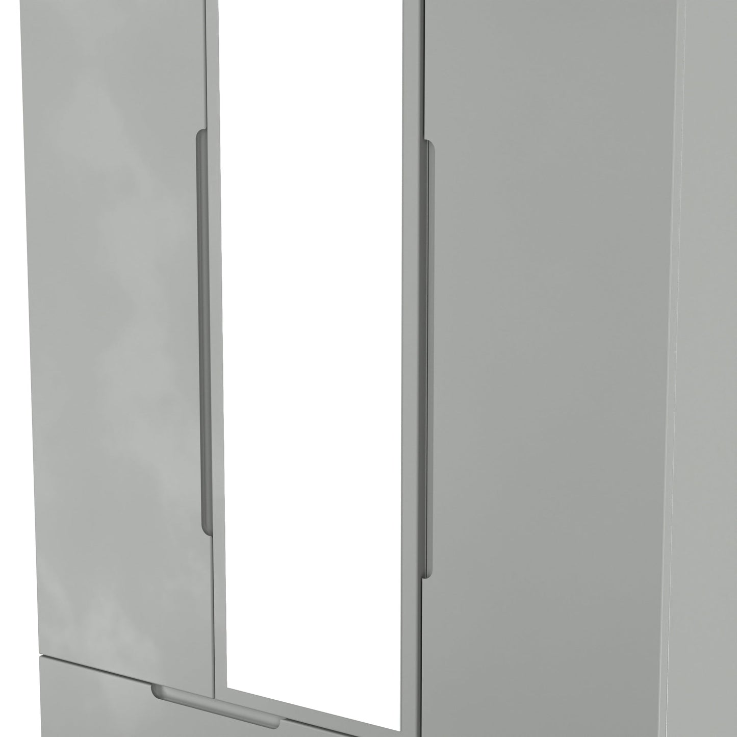 Milan Tall Mirror Wardrobe Grey 1 Shelf 2 Drawers 196cm
