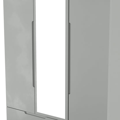 Milan Tall Mirror Wardrobe Grey 1 Shelf 2 Drawers 196cm