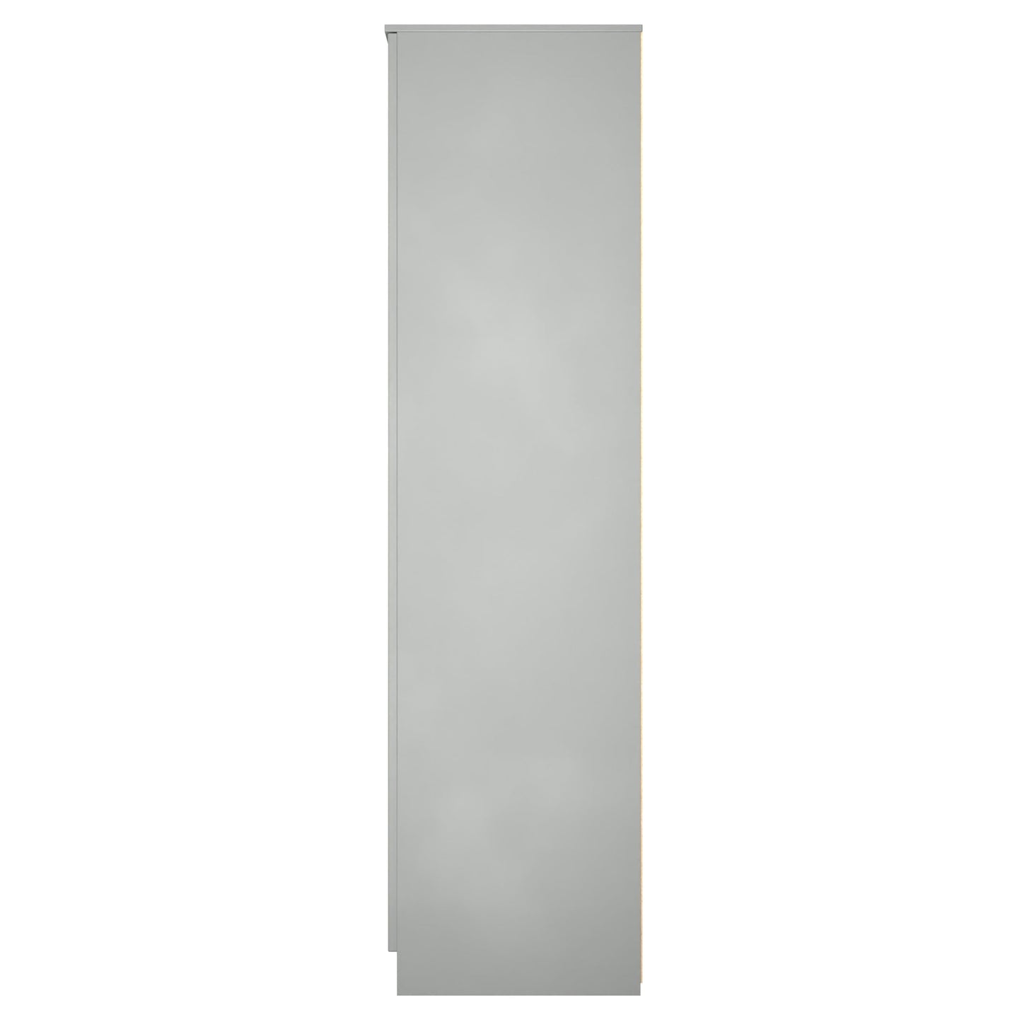 Milan Tall Mirror Wardrobe Grey 2 Shelves 196cm