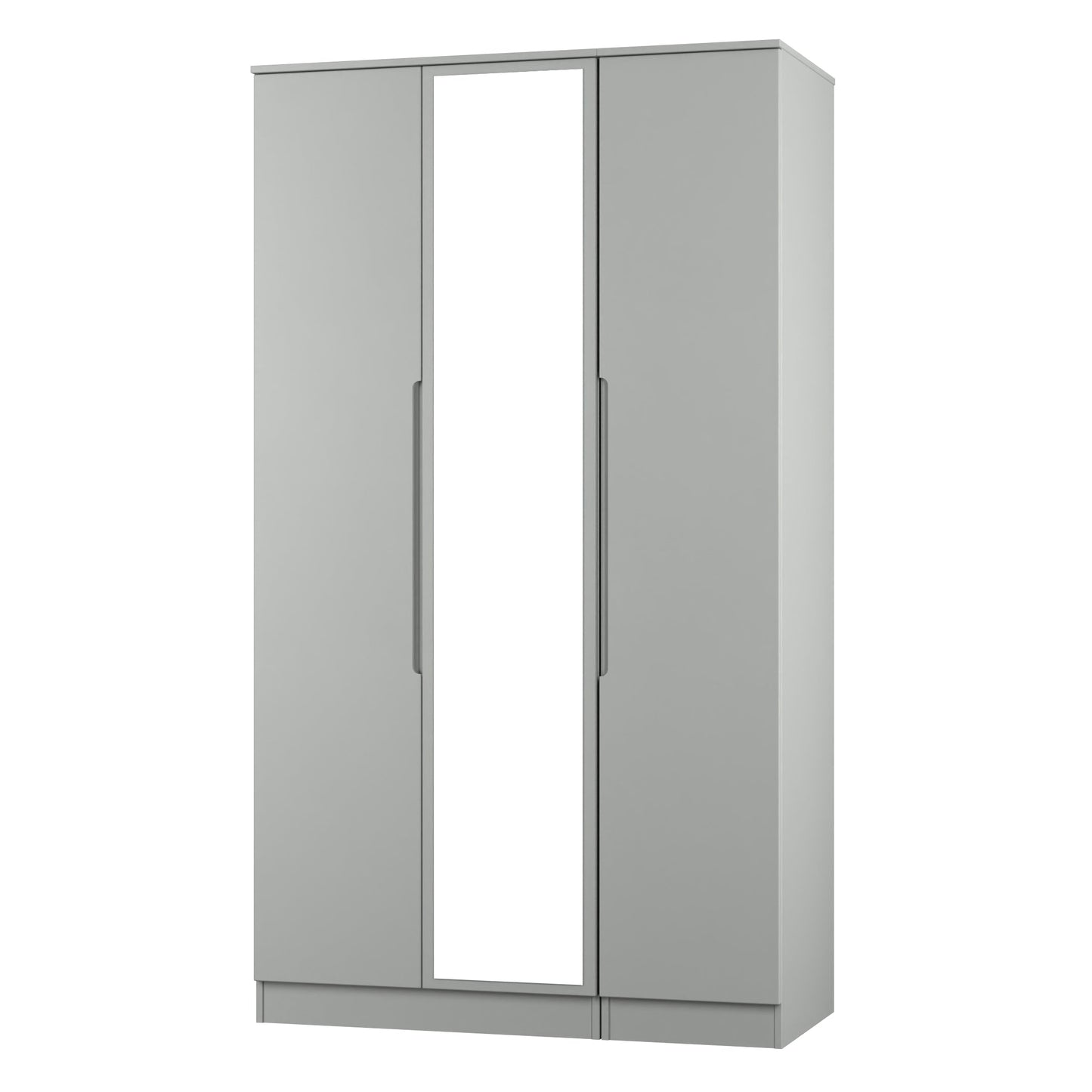 Milan Tall Mirror Wardrobe Grey 2 Shelves 196cm
