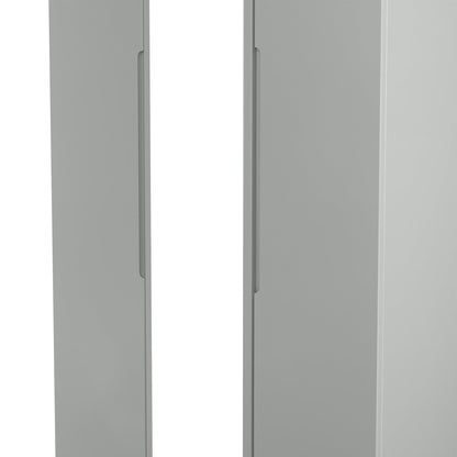 Milan Tall Mirror Wardrobe Grey 2 Shelves 196cm