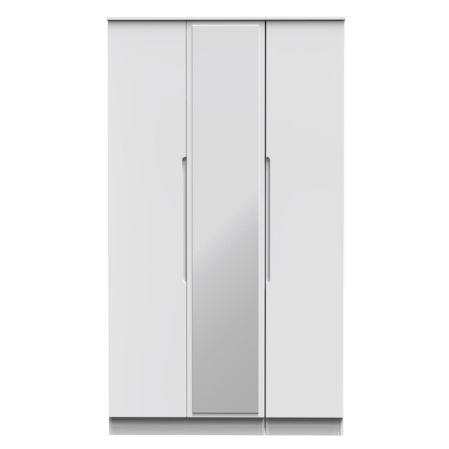 Milan Tall Mirror Wardrobe White 2 Shelves 196cm