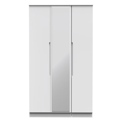 Milan Tall Mirror Wardrobe White 2 Shelves 196cm