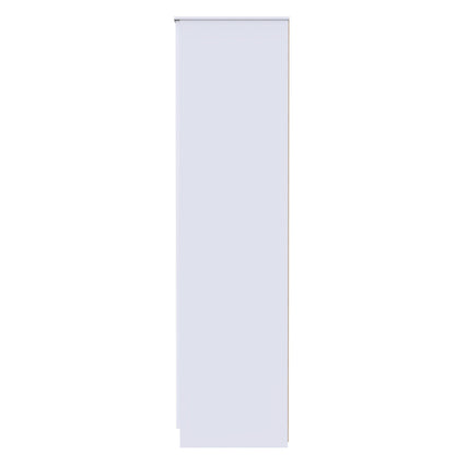 Milan Tall Mirror Wardrobe White 2 Shelves 196cm