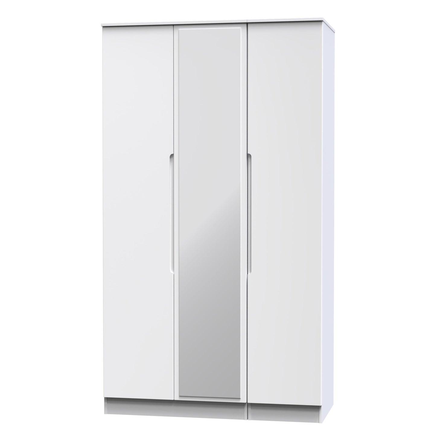 Milan Tall Mirror Wardrobe White 2 Shelves 196cm