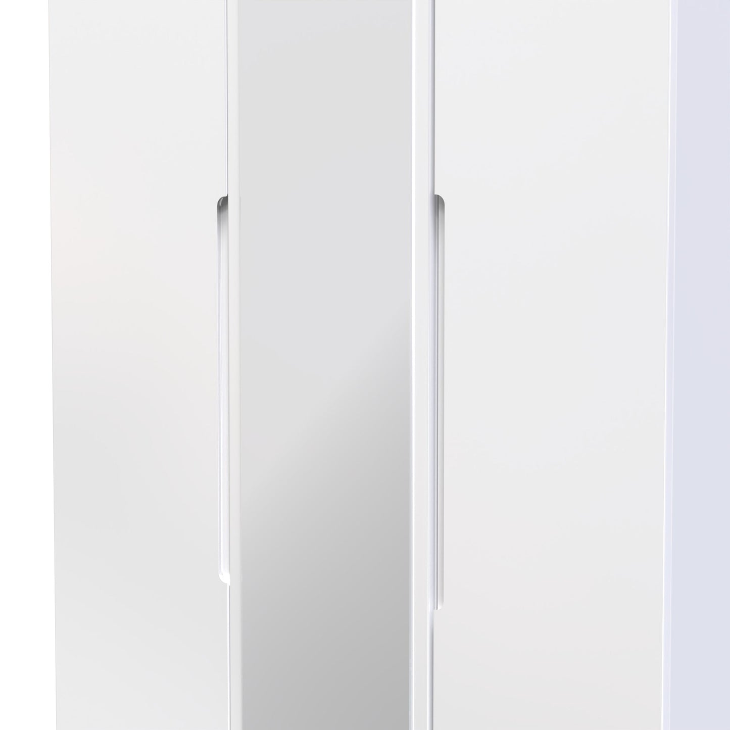 Milan Tall Mirror Wardrobe White 2 Shelves 196cm