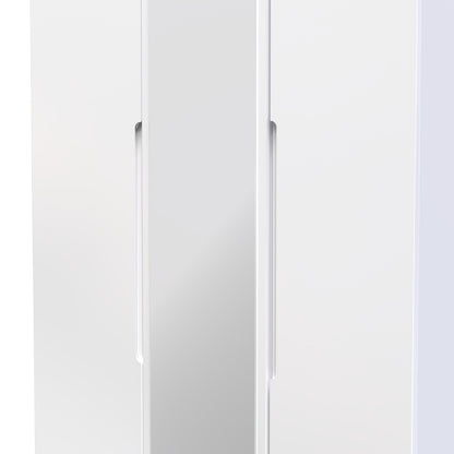 Milan Tall Mirror Wardrobe White 2 Shelves 196cm