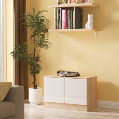 Milan TV Unit White & Oak 2 Doors 74cm