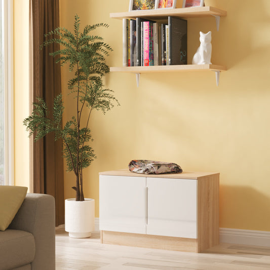 Milan TV Unit White & Oak 2 Doors 74cm