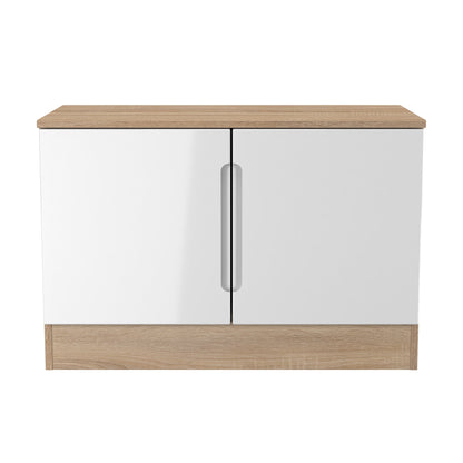 Milan TV Unit White & Oak 2 Doors 74cm