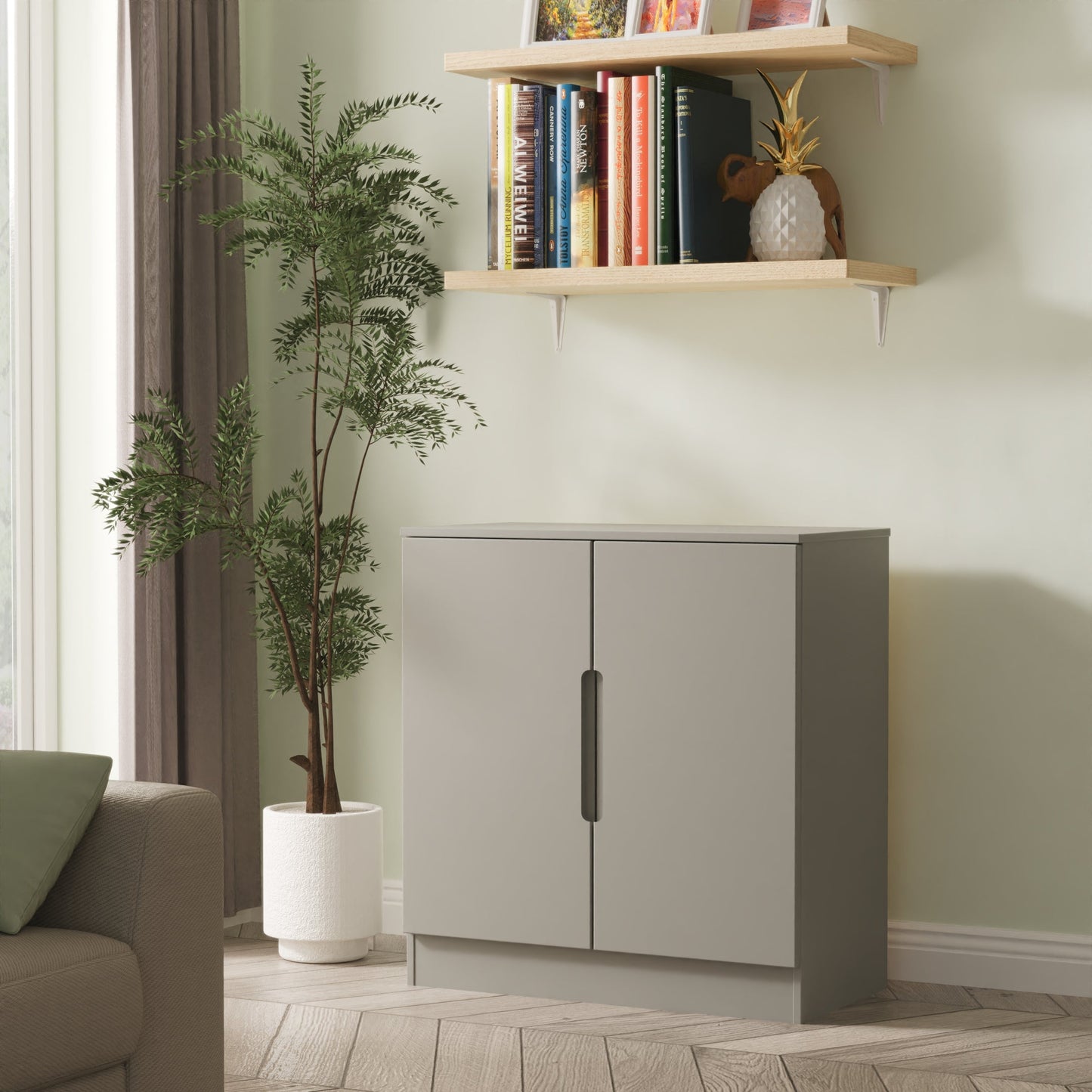 Milan Cabinet Grey 2 Doors 79cm